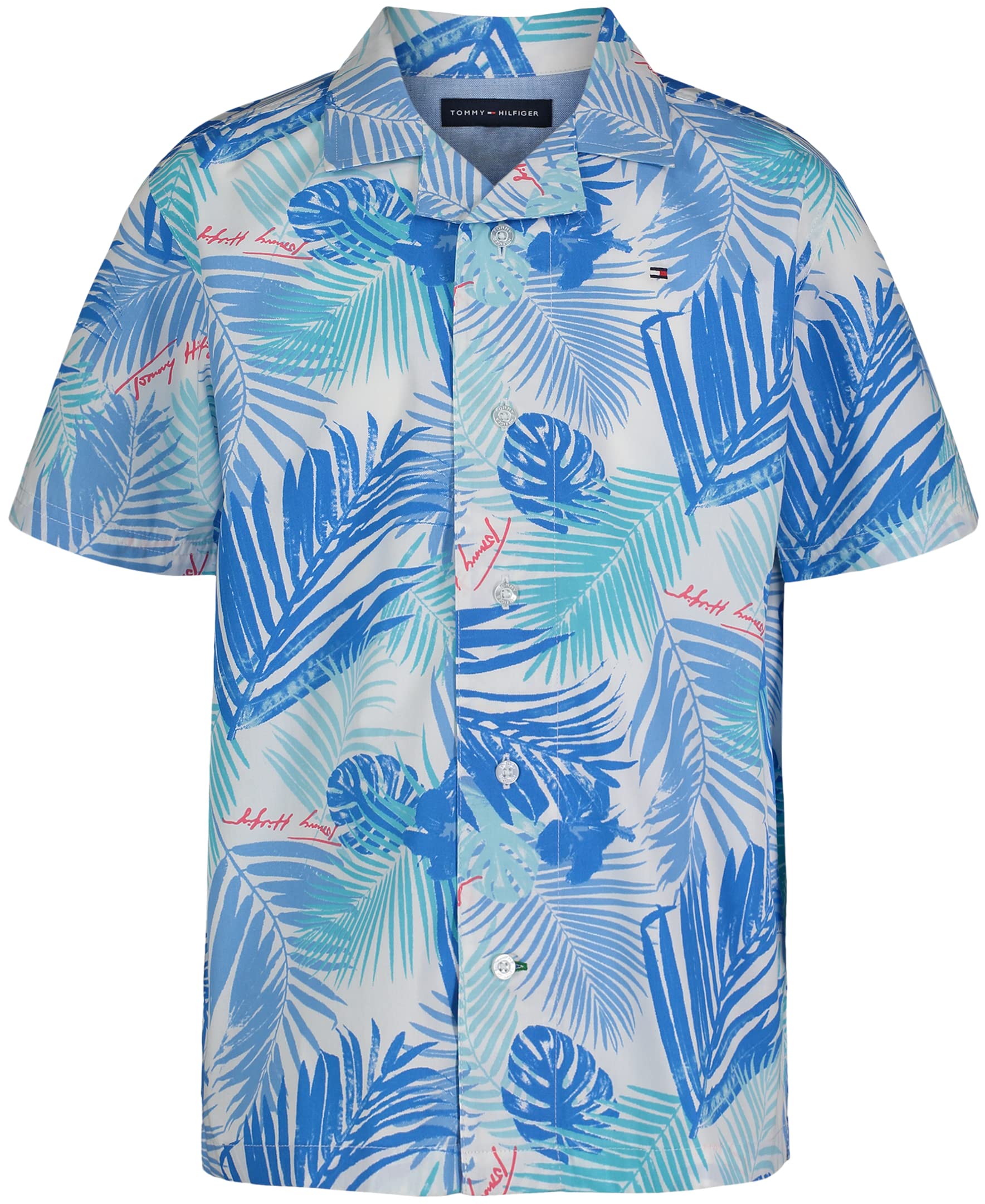 Tommy Hilfiger Boy's Short Sleeve Blue Skies Plaid Shirt (Big Kids)